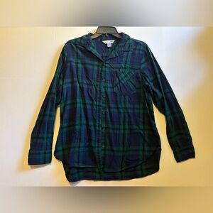 Old Navy Navy and Green Plaid Shirt